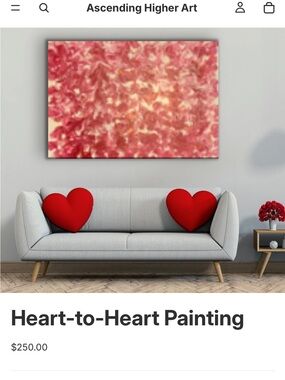 Abstract Heart-to-Heart Wall Painting in Pink and Cream